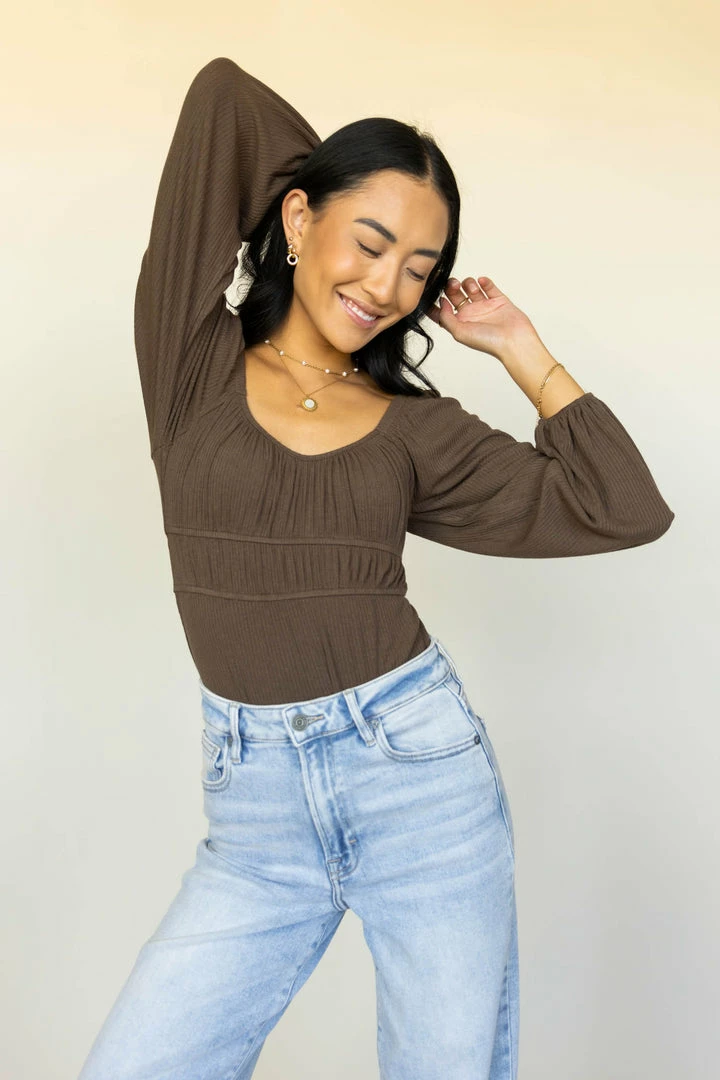 New π WELLMADE INC Maci Bodysuit In Brown - FINAL SALE π 4 WELLMADE INC Maci Bodysuit In Brown - FINAL SALE