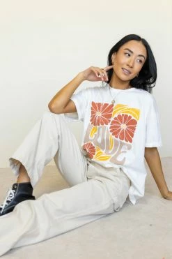 WELLMADE INC Love Graphic Tee In Ivory - FINAL SALE