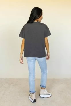 WELLMADE INC Love Graphic Tee In Charcoal - FINAL SALE