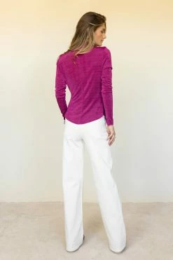 AARON & AMBER Karma Button Up Top In Magenta - FINAL SALE