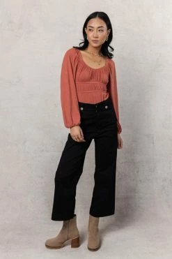 WELLMADE INC Maci Bodysuit In Rust - FINAL SALE