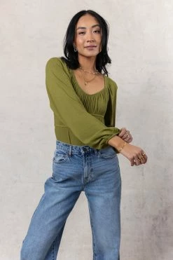 WELLMADE INC Maci Bodysuit In Green - FINAL SALE