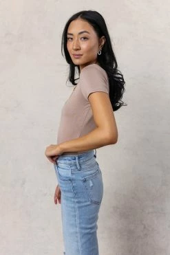 FINAL TOUCH COLLECTION Ava Bodysuit In Mocha - FINAL SALE