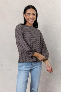 WELLMADE INC Meena Top In Charcoal - FINAL SALE