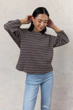 WELLMADE INC Meena Top In Charcoal - FINAL SALE