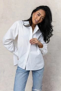 AARON & AMBER Kathryn Button Up Shirt In White - FINAL SALE