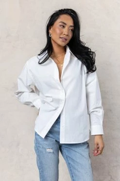 AARON & AMBER Kathryn Button Up Shirt In White - FINAL SALE