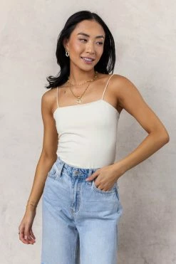 SINA Charlotte Bodysuit In Ivory - FINAL SALE Tops