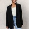 AARON & AMBER Crystal Blazer In Black Tops