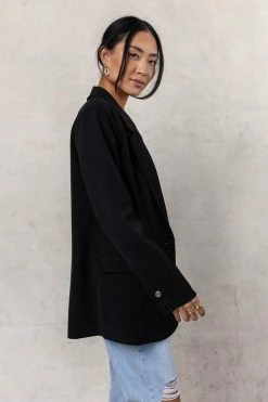 AARON & AMBER Crystal Blazer In Black Tops