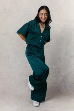 LUSH CLOTHING Haisley Button Up In Emerald - FINAL SALE Tops