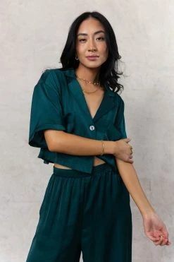 LUSH CLOTHING Haisley Button Up In Emerald - FINAL SALE Tops
