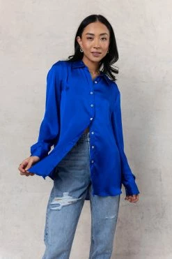 FUN 2 FUN Keagan Button Up In Royal - FINAL SALE