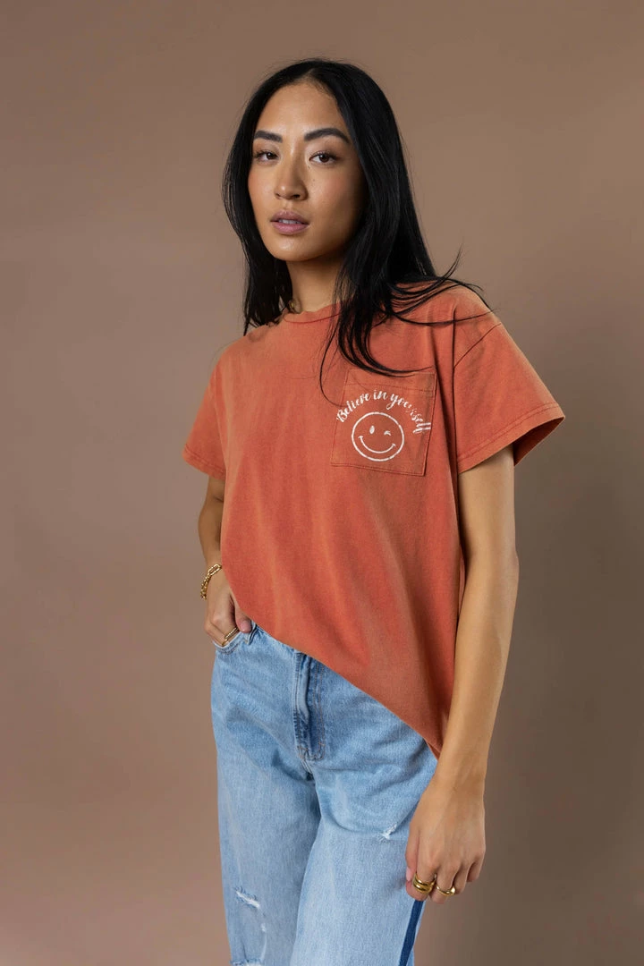 Best Sale ๐ฏ WELLMADE INC Smiley Face Tee In Orange - FINAL SALE ๐ 5 WELLMADE INC Smiley Face Tee In Orange - FINAL SALE