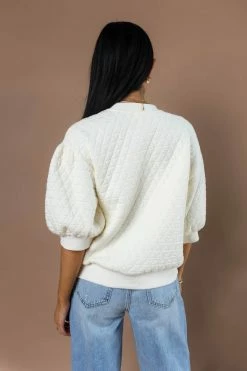 WORUI Tops Astra Quilted Sweater In Ivory
