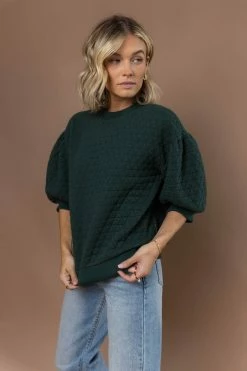 WORUI Astra Quilted Sweater In Green