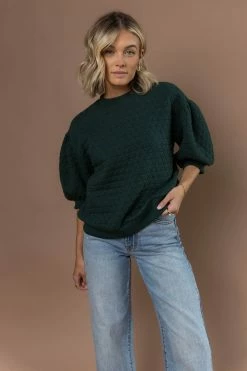 WORUI Astra Quilted Sweater In Green