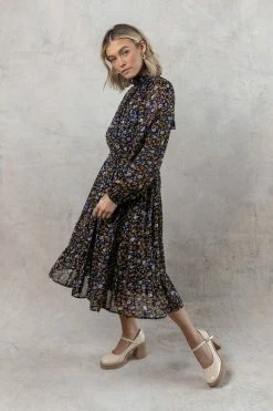 WELLMADE INC Margot Printed Midi Dress