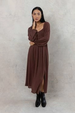 PAPERMOON Arlene Midi Dress In Brown Dresses