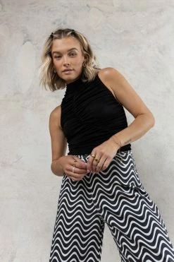 PAPERMOON Tops Fergi Ruched Tank Top In Black