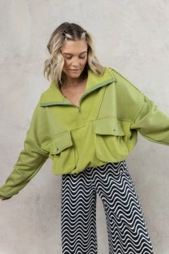 AEMI AND CO Harry Sweater In Pistachio Tops