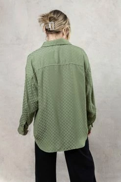 LE LIS Steph Button Up In Green - FINAL SALE
