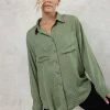 LE LIS Steph Button Up In Green - FINAL SALE