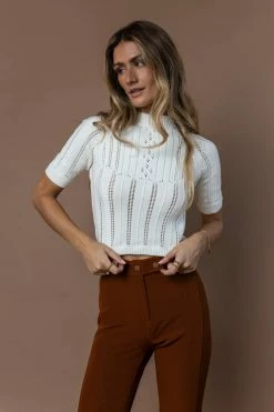 SINA Tops Hailee Sweater In Cream - FINAL SALE