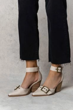 FREE SOUL/MIRACLE MILE Rachel Buckle Heels In Beige Shoes