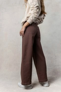 MISS LOVE Hana Wide Leg Pants In Brown