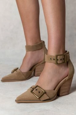 FREE SOUL/MIRACLE MILE Rachel Buckle Heels In Khaki New Arrivals