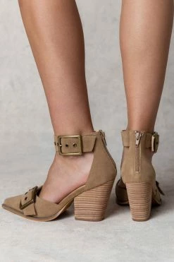 FREE SOUL/MIRACLE MILE Rachel Buckle Heels In Khaki New Arrivals