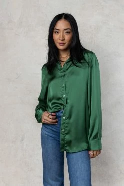 FUN 2 FUN Keagan Button Up In Green - FINAL SALE