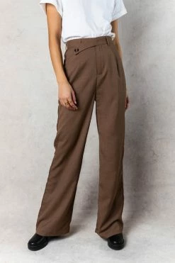 EMORY PARK Maeve Wide Leg Pants In Brown - FINAL SALE