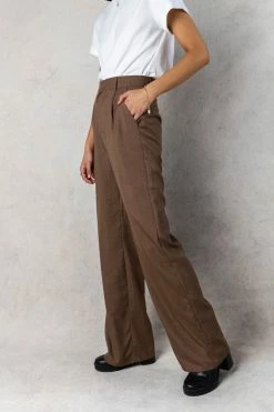 EMORY PARK Maeve Wide Leg Pants In Brown - FINAL SALE