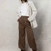 EMORY PARK Maeve Wide Leg Pants In Brown - FINAL SALE