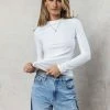 LIME N CHILI Arden Ribbed Top In White - FINAL SALE
