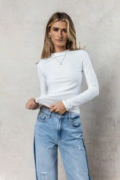 LIME N CHILI Arden Ribbed Top In White - FINAL SALE