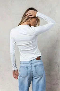 LIME N CHILI Arden Ribbed Top In White - FINAL SALE