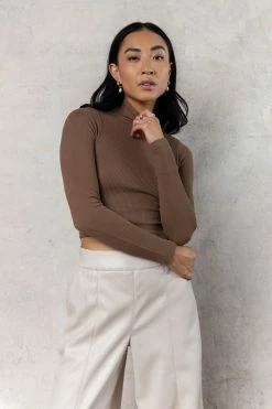 DYNAMIC FASHION Mei Cropped Top In Mocha - FINAL SALE