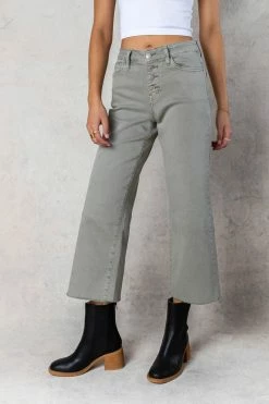 PLASTIC Flying Monkey Delia Wide Leg Denim In Olive - FINAL SALE
