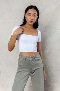 DYNAMIC FASHION Maddie Ribbed Top In White - FINAL SALE