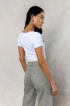 DYNAMIC FASHION Maddie Ribbed Top In White - FINAL SALE