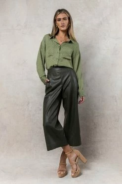 LE LIS Steph Button Up In Green - FINAL SALE