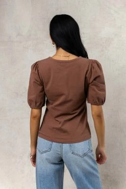 SINA Rei Button Up In Brown Tops