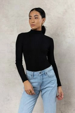 TIMING INC Jackie Mock Neck In Black