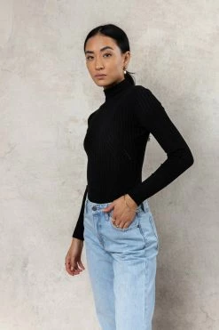 TIMING INC Jackie Mock Neck In Black