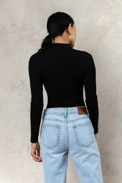 TIMING INC Jackie Mock Neck In Black