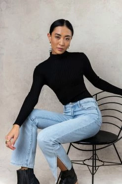 TIMING INC Jackie Mock Neck In Black