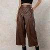 AARON & AMBER Marion Cropped Culottes In Brown New Arrivals